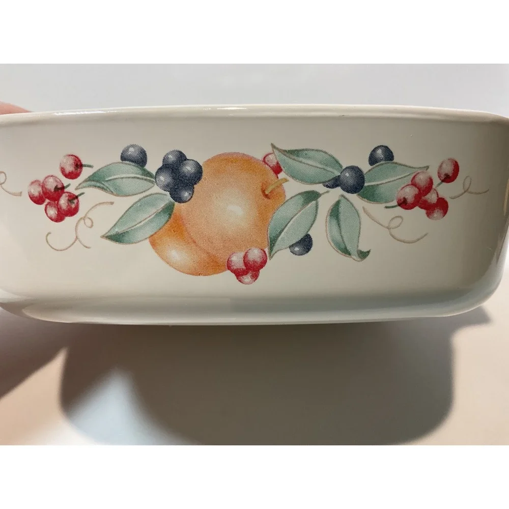 Corning Ware‎ Casserole Dish Square Fruit Design Pyrex Glass Lid A1B11 USA